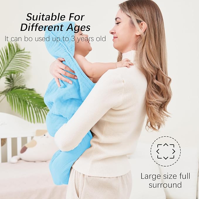 SWEET DOLPHIN Muslin Hooded Baby Bath Towels - Image 4