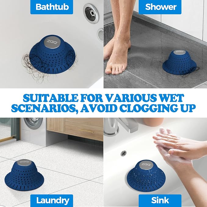 Bathtub Drain Hair Catcher, Silicone Collapsible 1 Pack Drain Protector - Image 2
