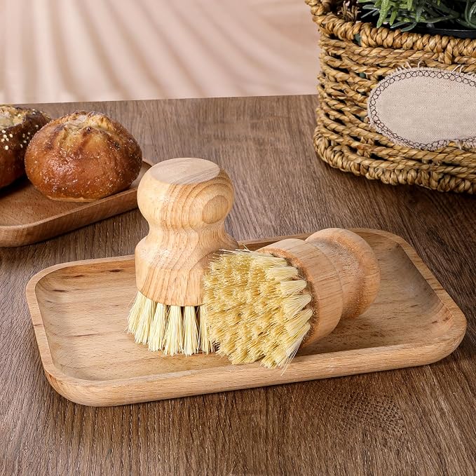 6 Packs Bamboo Dish Scrub Brushes Wok Brush Dish Scrubber Brush Kitchen - Image 4