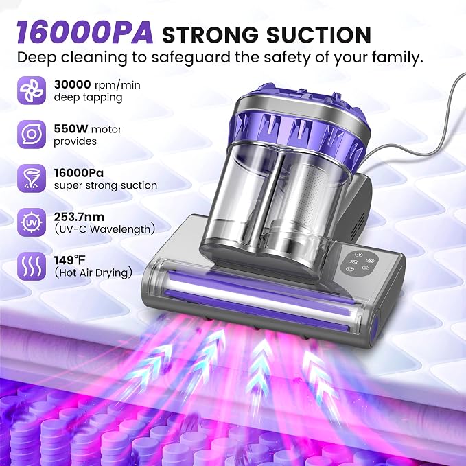 Mattress Vacuum Cleaner, Handheld Bed Vacuum Cleaner - Image 2