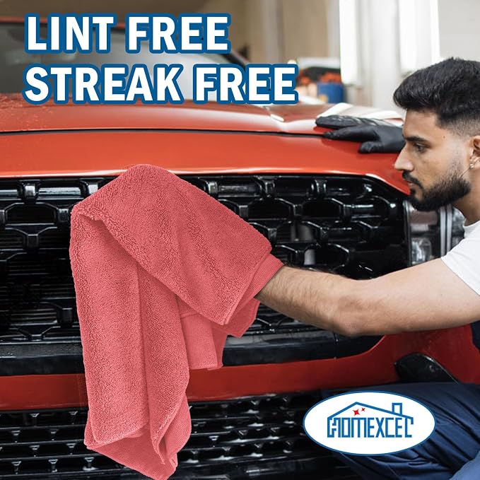 HOMEXCEL Professional Large Microfiber Car Drying Towels 2 Pack, Lint Free - Image 7