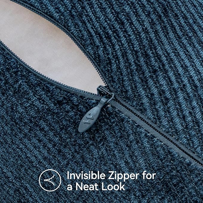 a moment Pack of 2 Decorative Chenille Throw Pillow Covers with Twill Cushion Covers for Sofa Living Room Couch Bed 22x22 Inch Blue