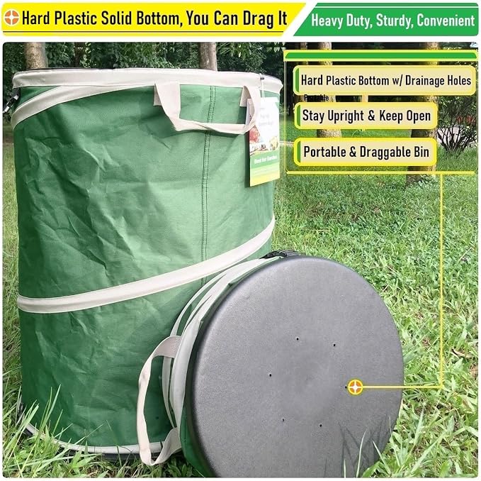 16-Gallon Collapsible Trash Can Hard-Shell Bottom Yard Garden Bag - Image 6