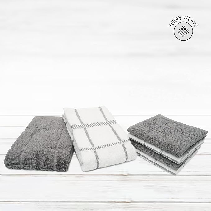 100% Cotton Terry Dish Cloth & Dish Towel, 6 Pack, Super Soft and Absorbent - Image 3