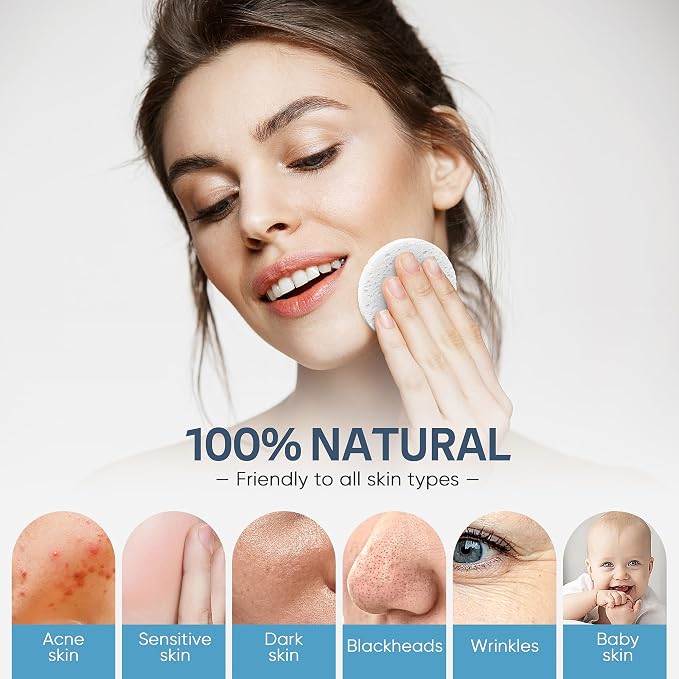 50-Count Compressed Facial Sponge, GAINWELL White Cellulose 100% Natural - Image 5