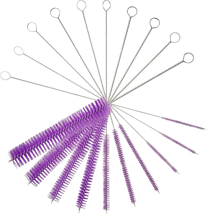 10" Tube Cleaning Brush Set, 10 Pack, Extra Long Nylon Straw Brushes - Image 3