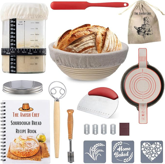 Complete Sourdough Bread Starter Kit, Glass Sourdough Starter Jar Kit & Tons of by TheAmishChef