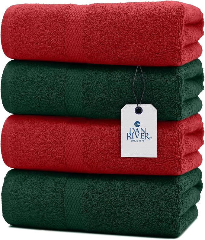 DAN RIVER Decorative Bath Towels Set of 4, 27 x 54 Inches by DanRiver