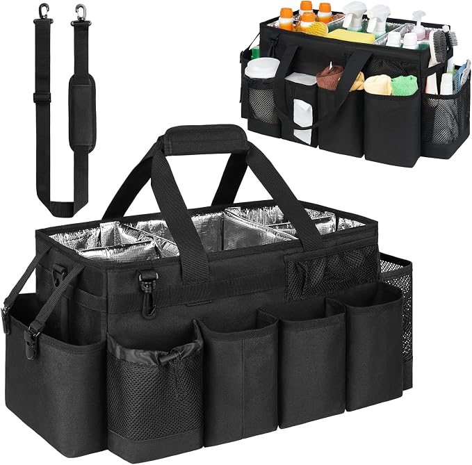 Cleaning Caddy Bag, Extra Large Cleaning Supplies Organizer by Jaffzora