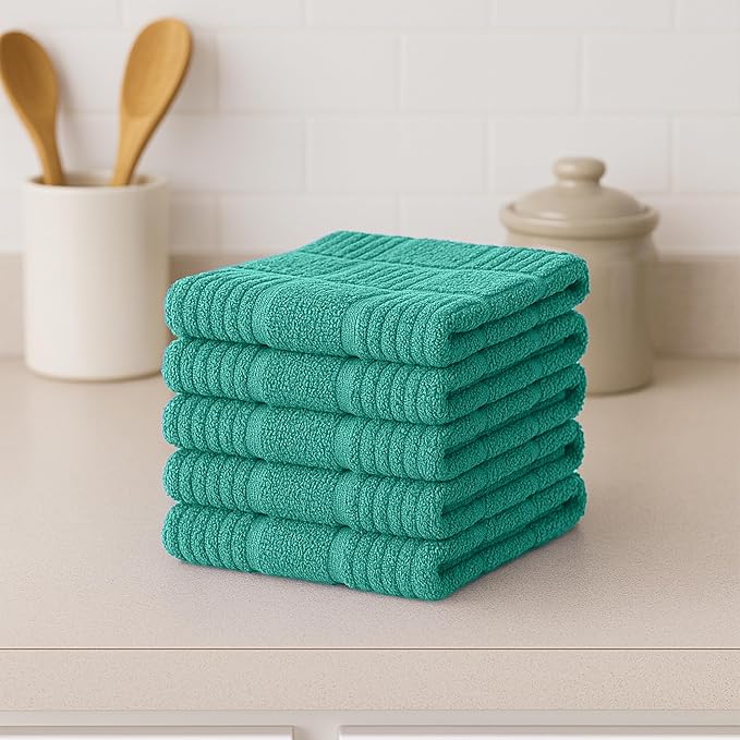 DecorRack 10 Pack 100% Cotton Kitchen Towels, 12x12 inch Soft Terry Dishcloths - Image 5