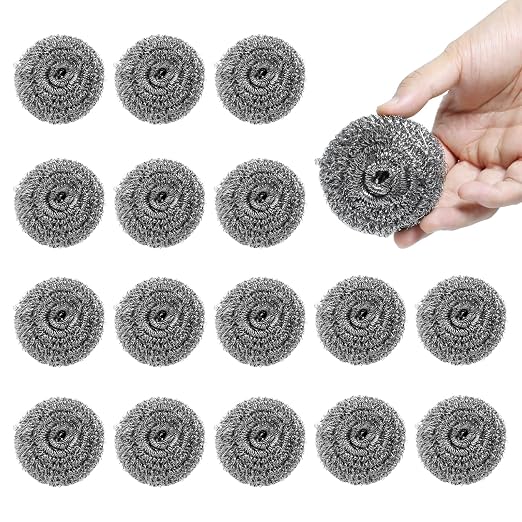 16 Pcs Steel Wool Pads, Stainless Steel Scrubber, Metal Scrubber, Dishwashing by Gabrella