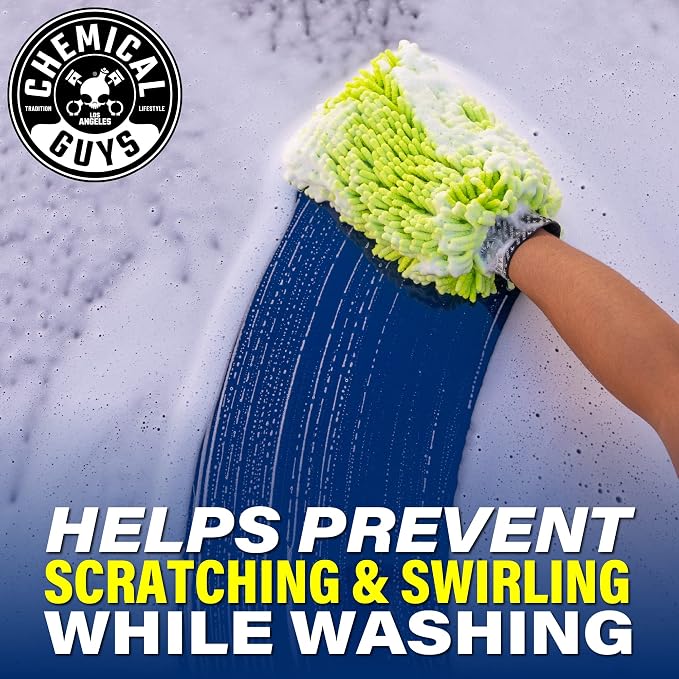 Chemical Guys, Chenille Premium Scratch-Free Microfiber Wash Mitt, Lime Green - Image 2