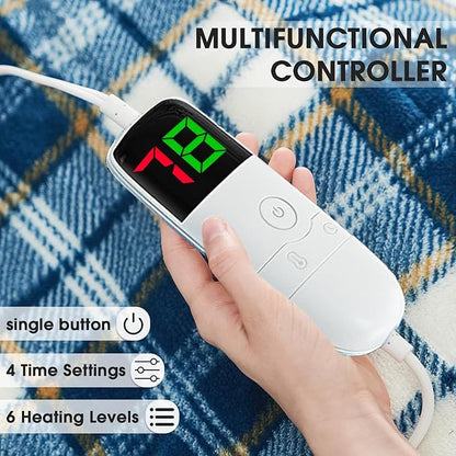 Heated Electric Blanket Full Size,72X84 Heating Blanket with 10 Heats Levels&8 Hours Auto Off&Timer,Green Plaid Soft Cozy Sherpa Blankets Warmer Gifts for Grandma Women Adult,Fast Heating Washable