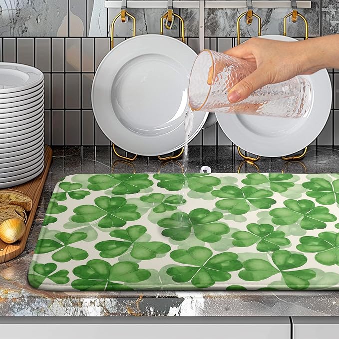 St Patrick's Day Green Clover Drying Mat - Image 5