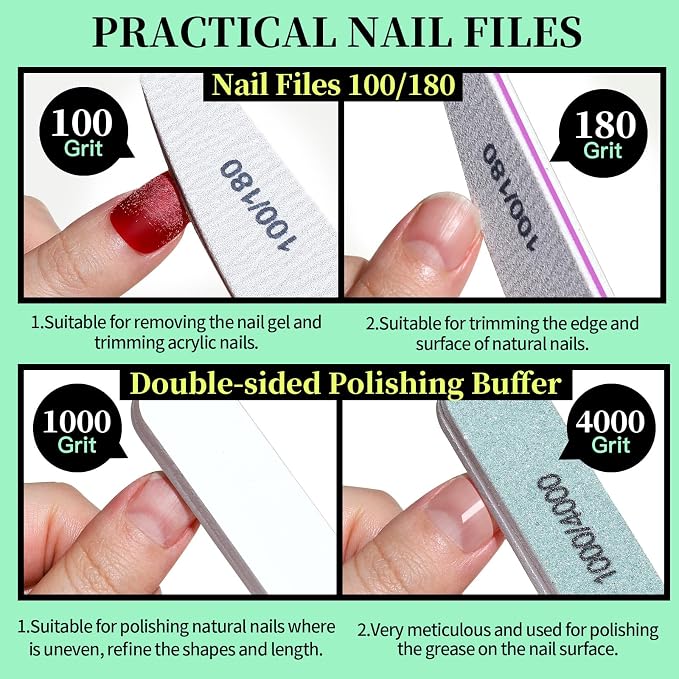 FANDAMEI Nail Tools, Nail Care Kit, Nail Files 100/180, Nail Buffer Block - Image 2