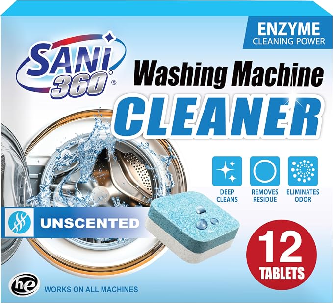 SANI 360° Washing Machine Cleaning tablets, 12 pack is Formulated by SANI360%C2%B0