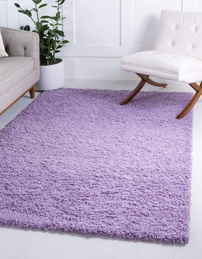 Unique Loom Solid Shag Collection Area Rug (10' x 13' Rectangle, Lilac)