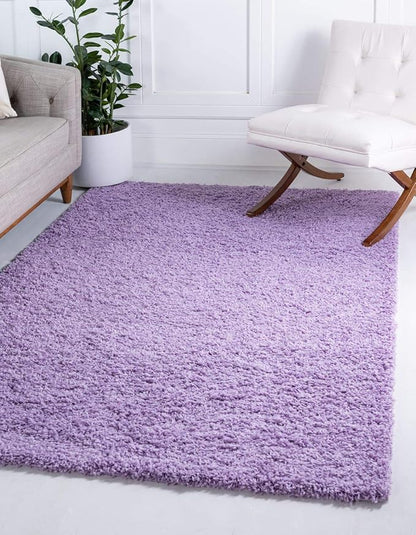 Unique Loom Solid Shag Collection Area Rug (10' x 13' Rectangle, Lilac)