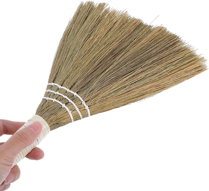 NUOBESTY Small Hand Broom Corn Whisk Broom 20x28cm White Handle Straw Household - Image 3