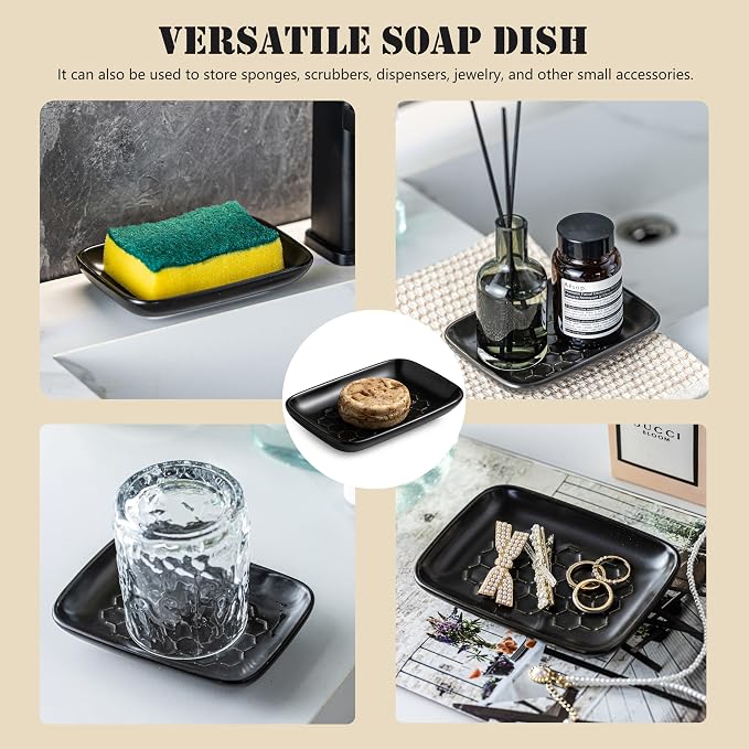 Gomakren Soap Dish for Shower, Bar Soap Holder, Ceramic Soap Dishes for Bar Soap - Image 8