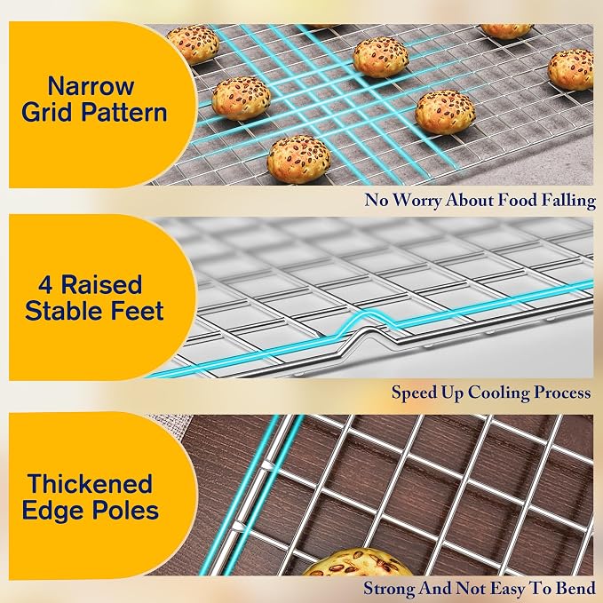 2PCS Cooling Racks for Cooking and Baking -11.65''x16.85''Heavy Duty Stainless - Image 3