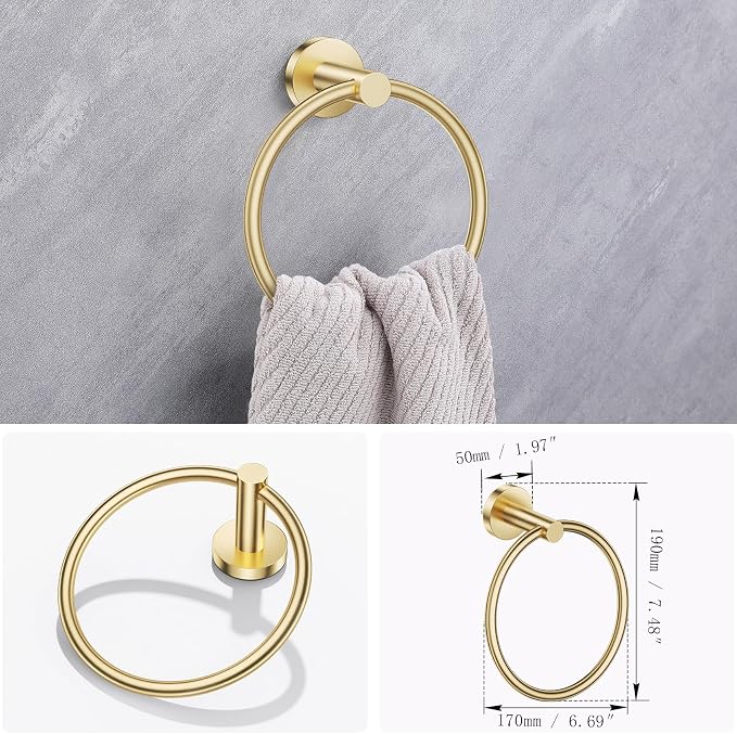Lairuier Bathroom Hardware Set, 4-Piece Towel Holder Set Include Toilet Paper - Image 4