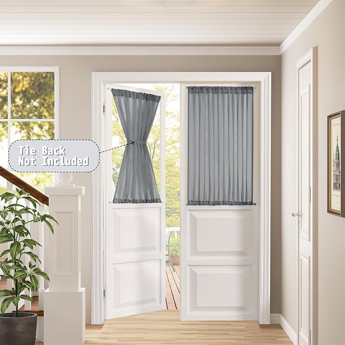 Tollpiz Short Sheer Door Curtains Closet Linen Textured Curtains Sheer Doorway - Image 2
