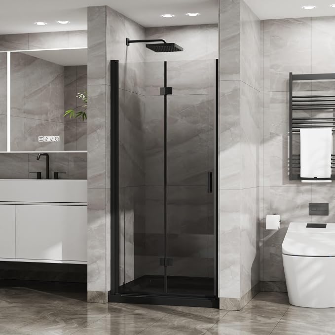 Frameless Bi-Fold Shower Door 34" W x 72" H, 1/4" Clear Tempered Glass - Image 9