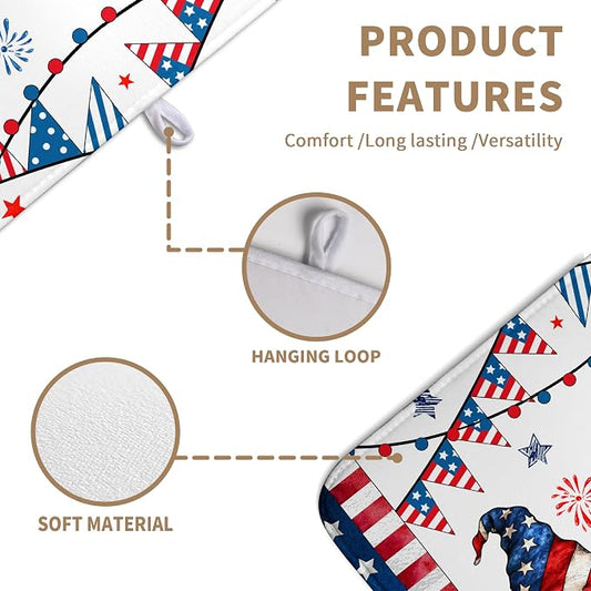 4th of July Gnomes Dish Drying Mat Patriotic Gnome Large Kitchen Mat Dish - Image 2