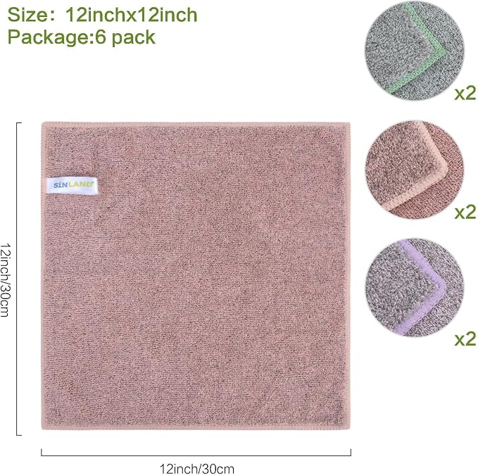 SINLAND Microfiber Face Cloths Highly Absorbent Washcloths Soft Feel Fingertip - Image 6