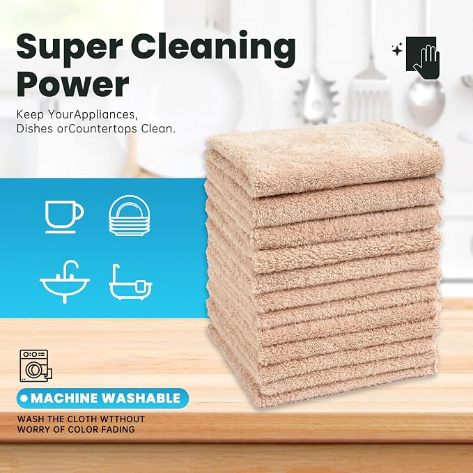12 Pack Cleaning Cloth, Ultra Soft Absorbent Quick Drying Microfiber Cleaning - Image 6