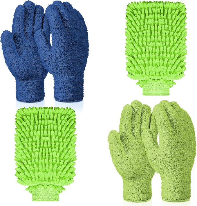 6 Pcs Microfiber Dusting Mitt Gloves Microfiber Washable Dusting Gloves Car by Potchen