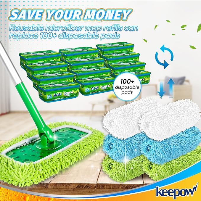 KEEPOW Reusable Microfiber Mop Pads Compatible - Image 7