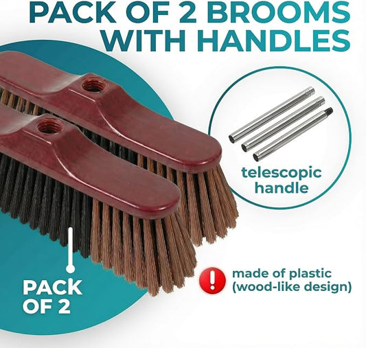 HELOMOR Indoor Broom with Dustpan Combo Set, Long Handle Floor Sweeping Broom - Image 2
