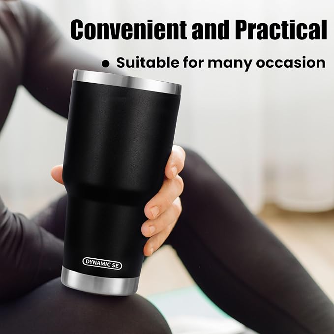 D·S 30 oz Black Tumbler Stainless Steel Double Wall Vacuum Insulated Mug - Image 6