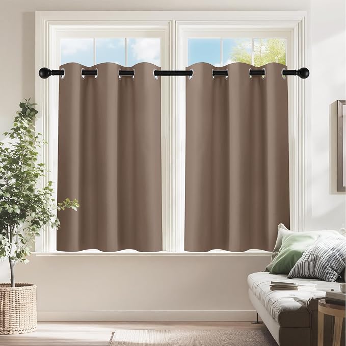 PONY DANCE Small Curtains for Bathroom Windows, W 34 x L 36 inches, 2 Panels by PONYDANCE