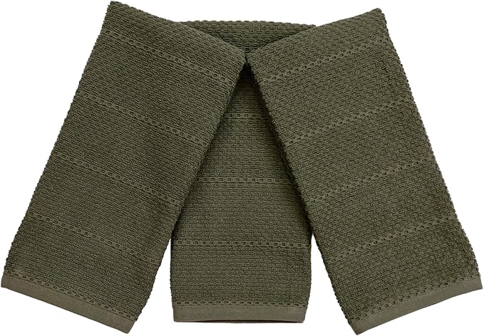 Serafina Home Olive Green Kitchen Hand Dish Towels: Oversized 28" x 18" - Image 6