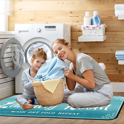 Laundry Room Rug Non Slip Floor mats Farmhouse Large Laundry Rugs for Laundry Runner Room Mat Washer and Dryer Carpet Laundry Room Decor 24x72inch(Turquoise)