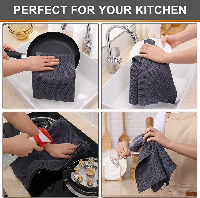 Kitinjoy 100% Cotton Waffle Weave Kitchen Towels, Kitchen Hand Towels, 13 in x - Image 4