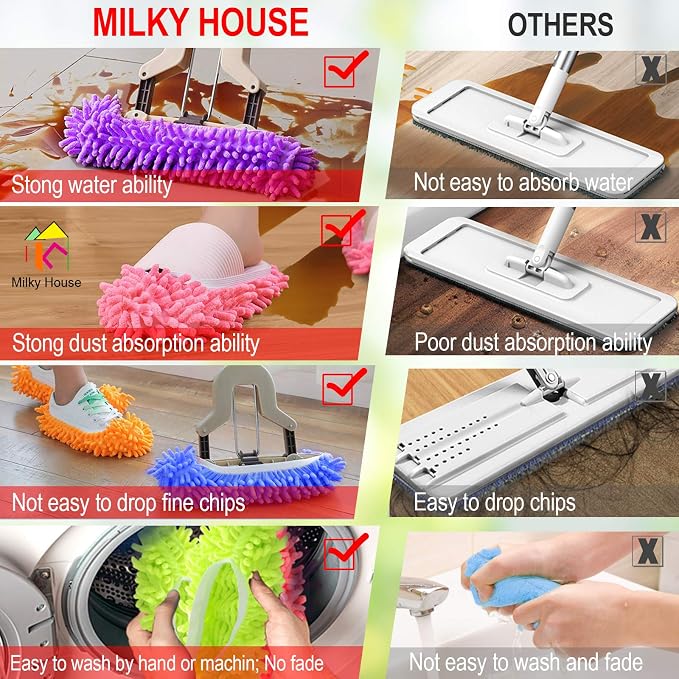 10 Pieces Microfiber Mop Slippers Shoes Cover Soft Washable Reusable Floor - Image 7
