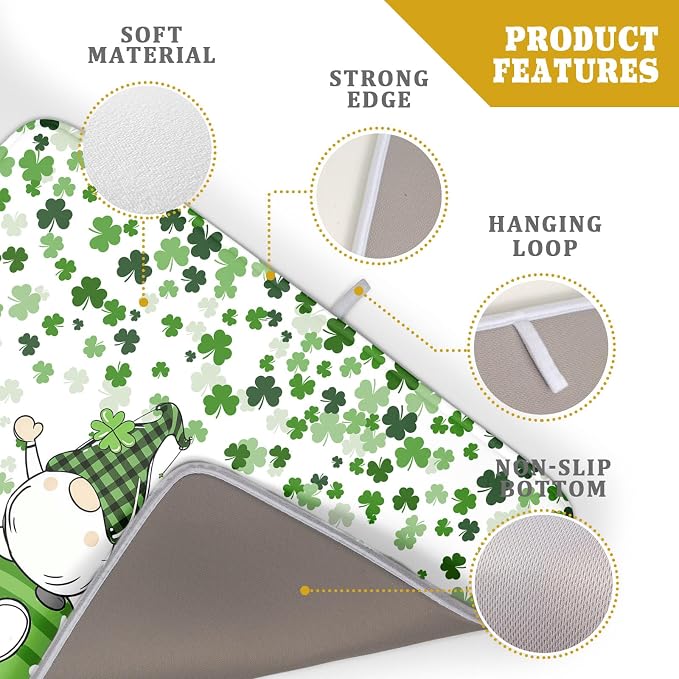 St Patrick's Day Gnomes Love Dish Drying Mat - Image 4