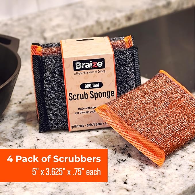 Heavy-Duty Steel Wool Scrubber Sponges 4 Pack – Stainless Steel Cleaning Pads - Image 7