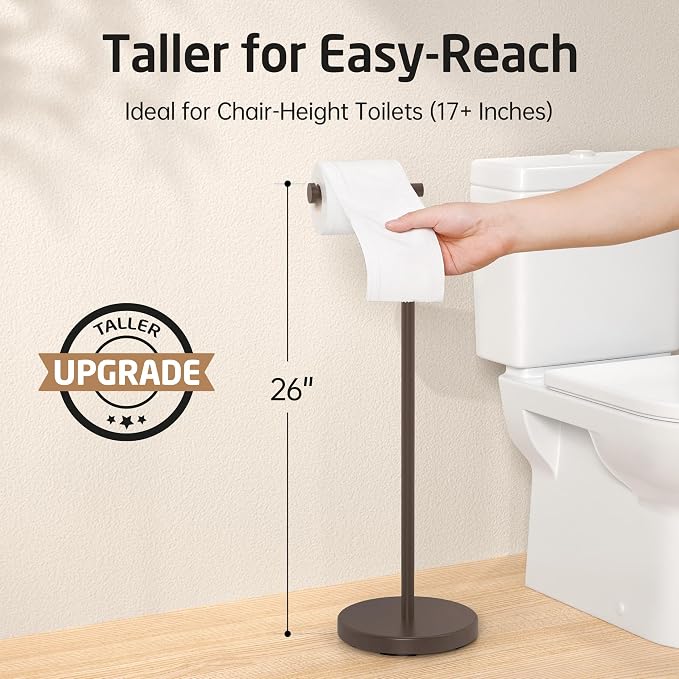 KES Bronze Toilet Paper Holder Stand 26" H, Toilet Roll Holder Free Standing - Image 2