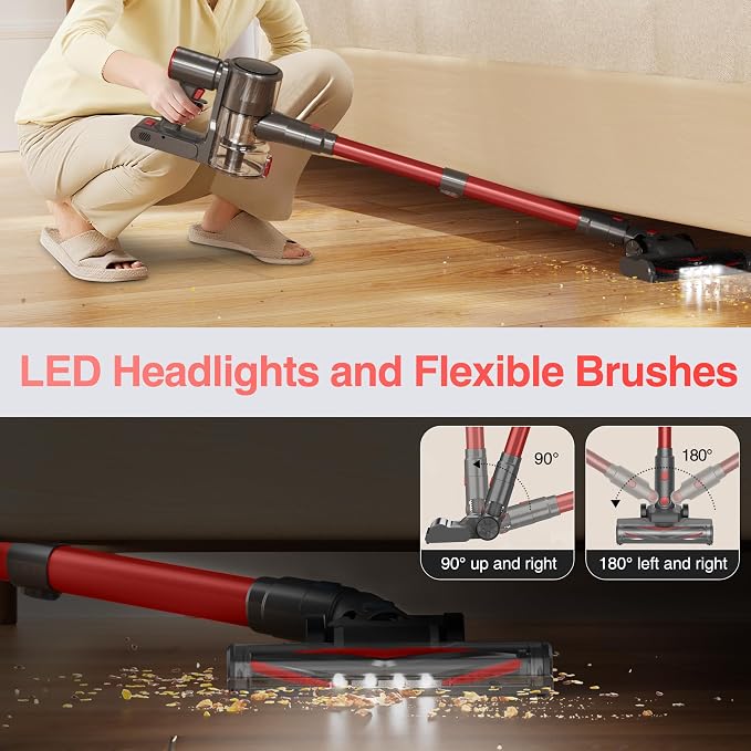 Zefiro Cordless Vacuum Cleaner for Home, 450W /40Kpa 50Mins Stick Vacuum - Image 8