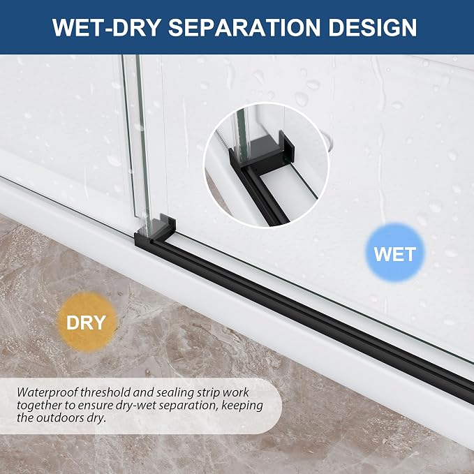 Frameless Shower Door, 5/16" Glass Sliding Shower Door - Image 9