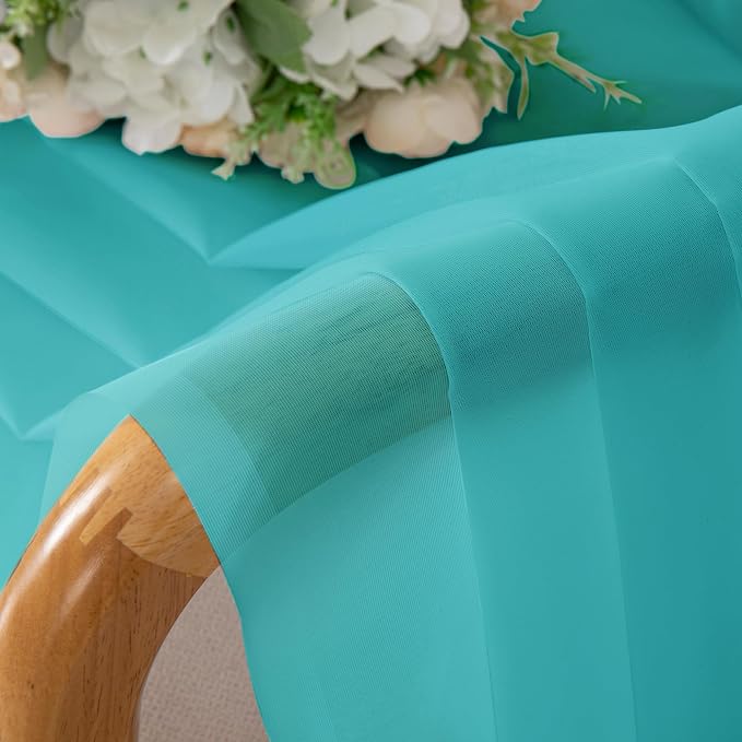 Chyhomenyc Turquoise Sheer Curtains 84 Inch Length 2 Panels, Light Filtering - Image 7