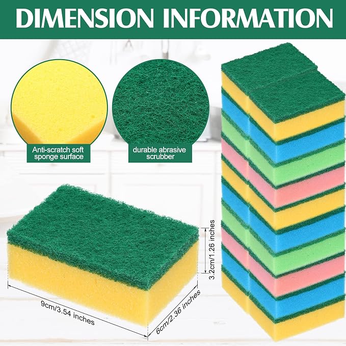 Patelai 100 Pcs Heavy Duty Sponges Kitchen Bulk Dish Sponges Cleaning Scrub - Image 2