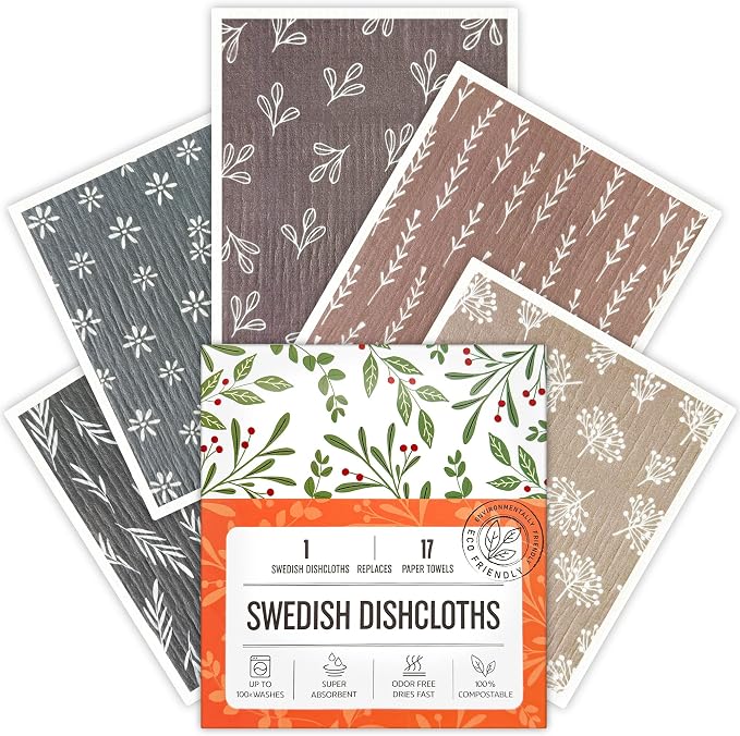 Swedish Dishcloths for Kitchen, 5 Pack Reusable Paper Towels Washable, Super by Unknown