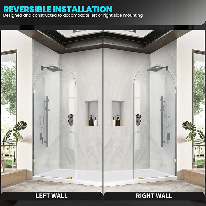 Bathroom Glass Shower Door Panel, 3/8" Thick Clear Tempered Glass Shower Screen - Image 7