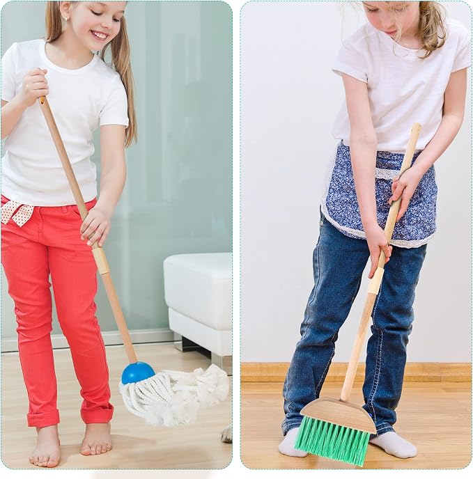 Kids Cleaning Set with Electric Vacuum Cleaners, Wooden Pretend Play - Image 4